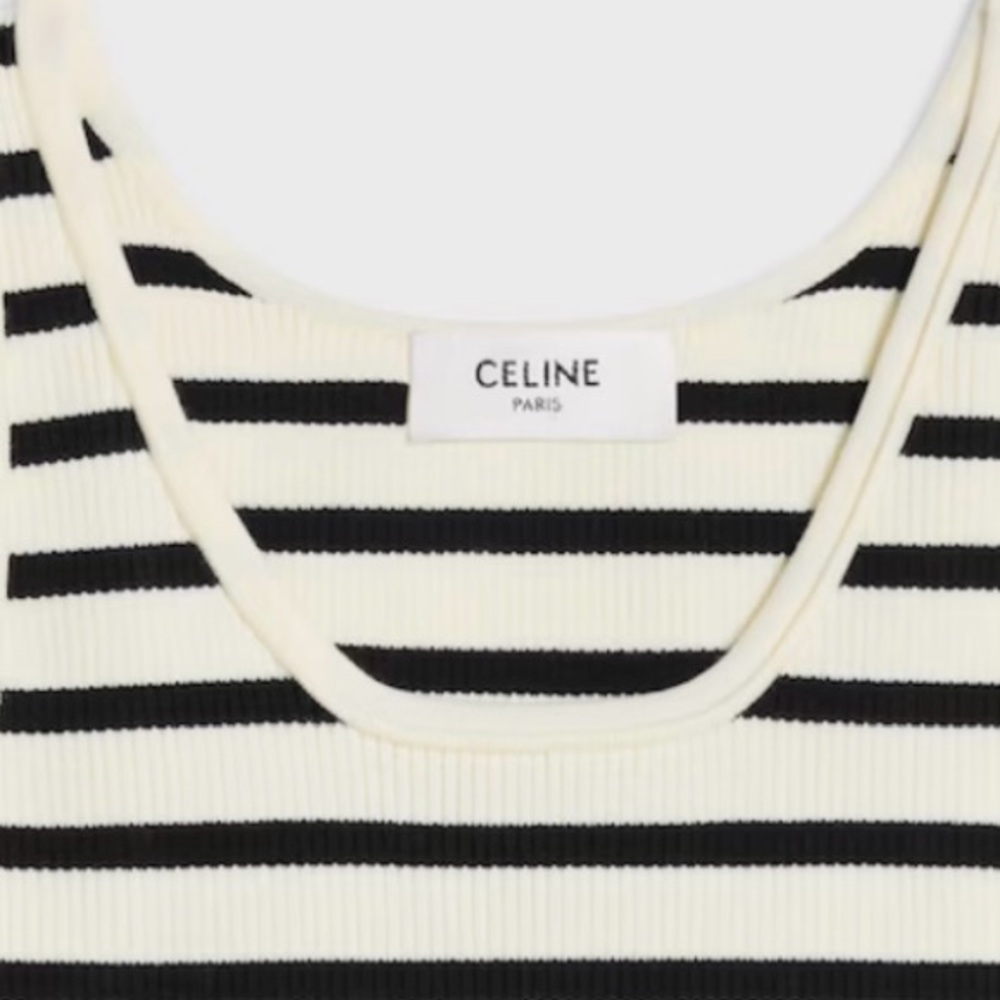 CELINE logo striped sports bra cropped tank top - Picture 4 of 4